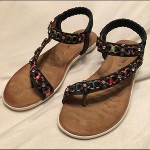 Patrizia “Jeunesse” black multi sandal with flowers